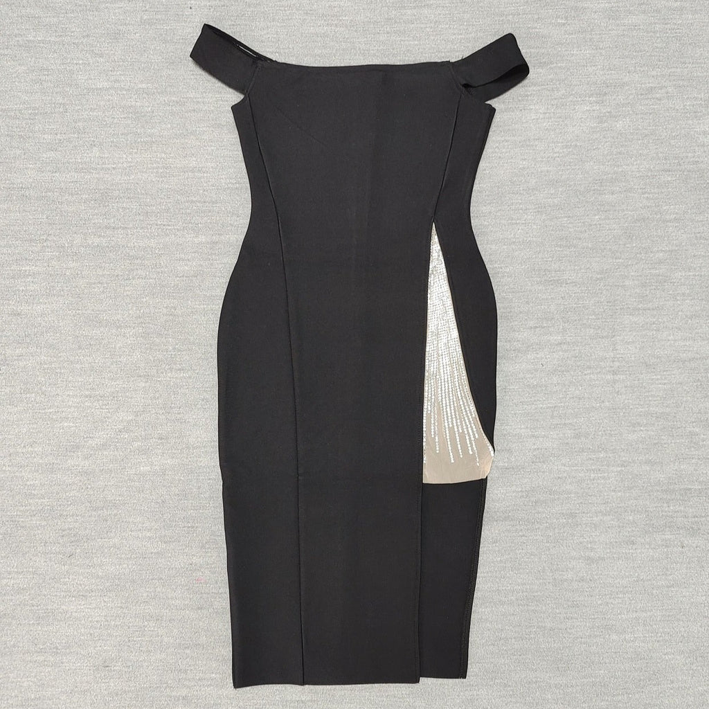 SAVANNA ONE SHOULDER SIDE SLIT MIDI DRESS