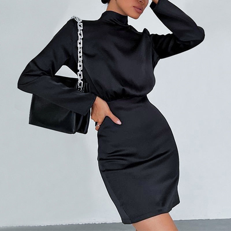 WRENLEY BACKLESS BLACK MINI DRESS