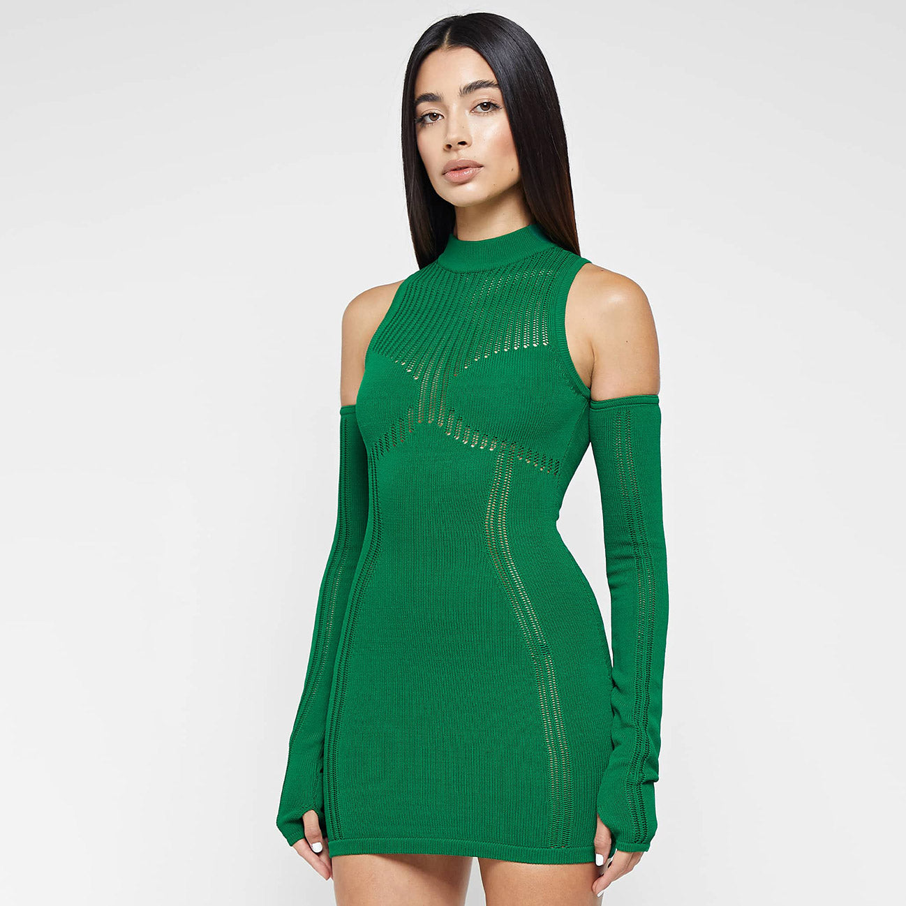 ARIELLE LONG SLEEVE KNITTED MINI DRESS
