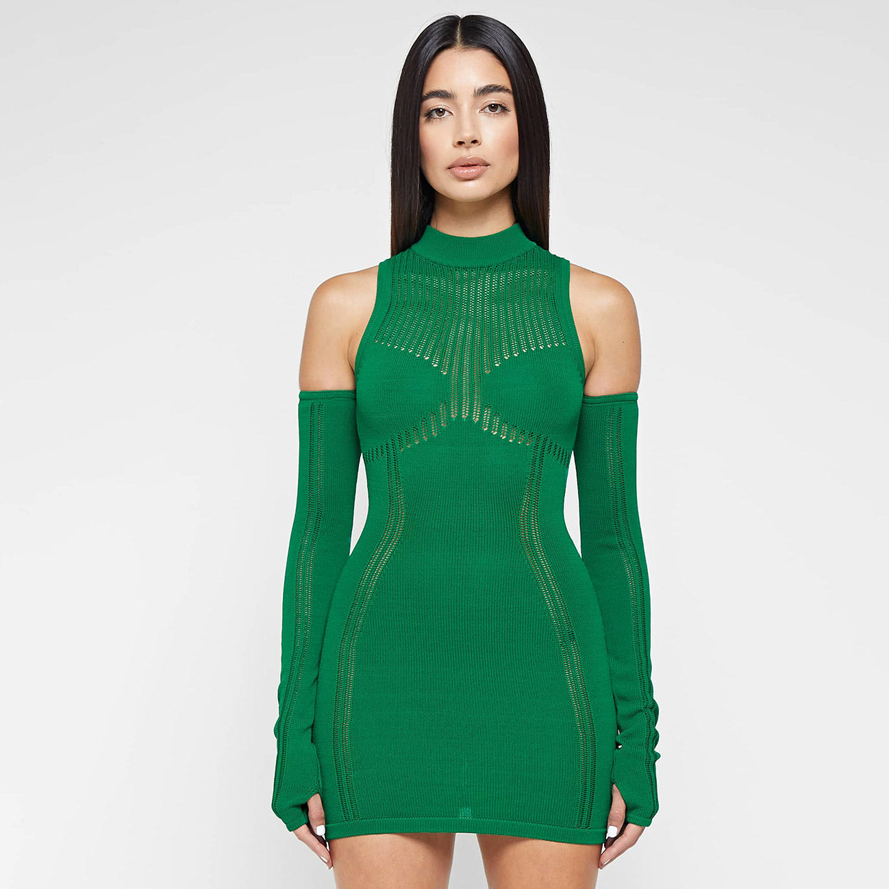 ARIELLE LONG SLEEVE KNITTED MINI DRESS