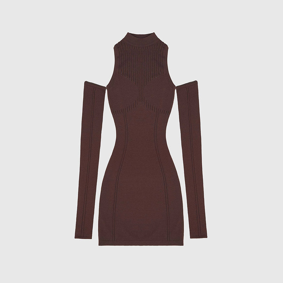 ARIELLE LONG SLEEVE KNITTED MINI DRESS
