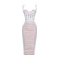 HOLLAND PLEATED CORSET BODYCON MIDI DRESS
