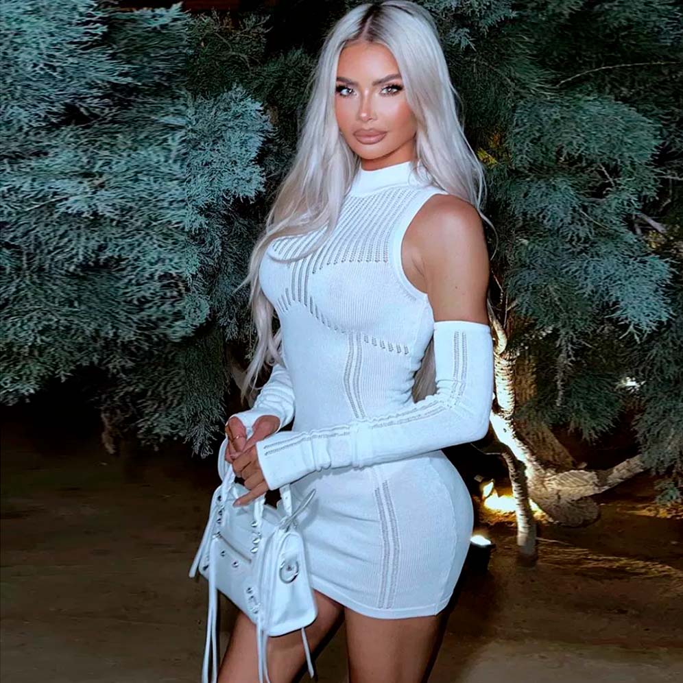 ARIELLE LONG SLEEVE KNITTED MINI DRESS
