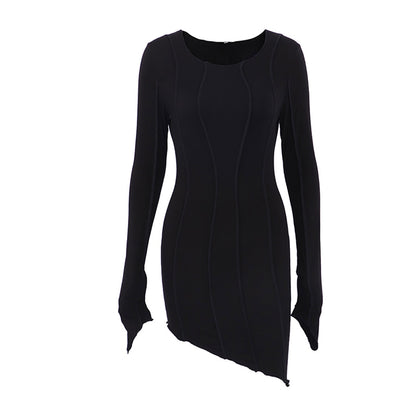 AMME ASYMMETRIC SEAMED MINI DRESS