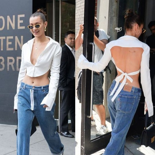 HADID HOLLOW OUT WHITE SHIRT