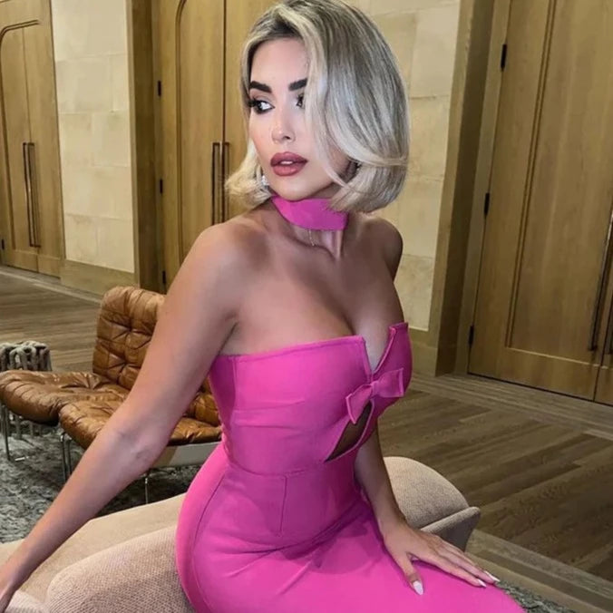 MILLIE BACKLESS BOW TIE DRESS