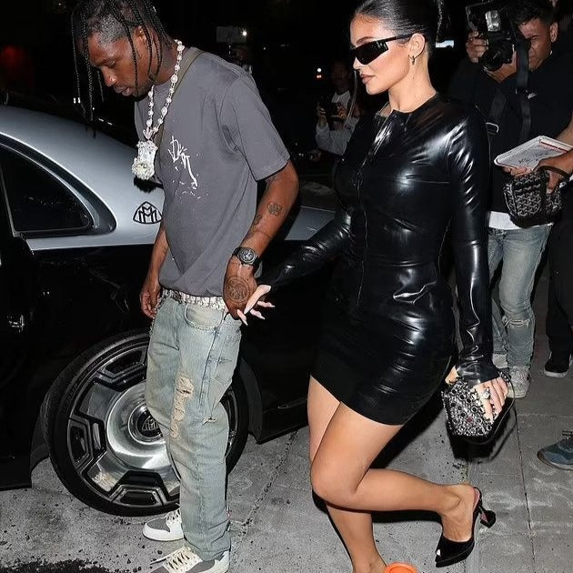 KYLIE BLACK PU LEATHER LONG SLEEVE MINI DRESS
