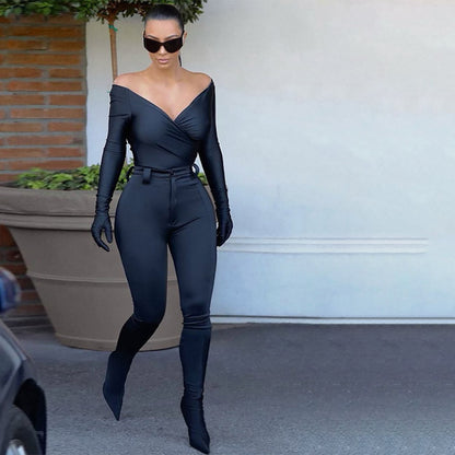 KIM BLACK BODYSUIT with GLOVES