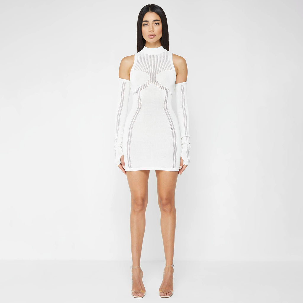 ARIELLE LONG SLEEVE KNITTED MINI DRESS