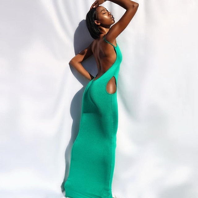 SCARLET GREEN CUT OUT MAXI DRESS