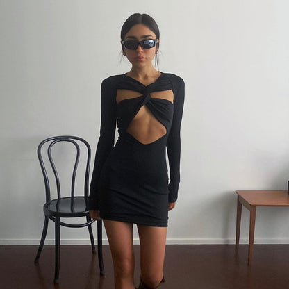 DANIELLE BLACK CUT OUT MINI DRESS