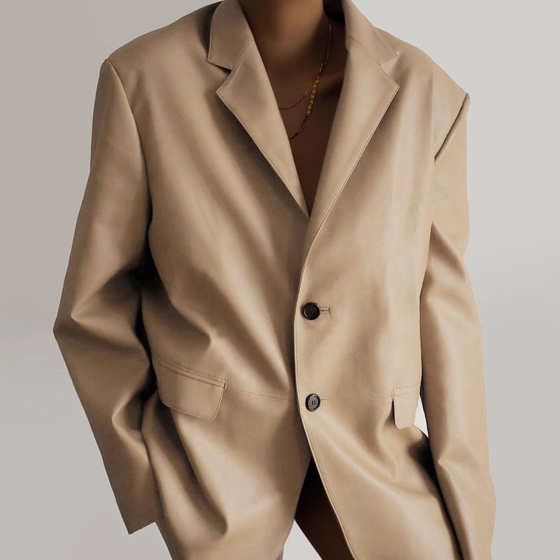 ARACELI FAUX LEATHER BLAZER