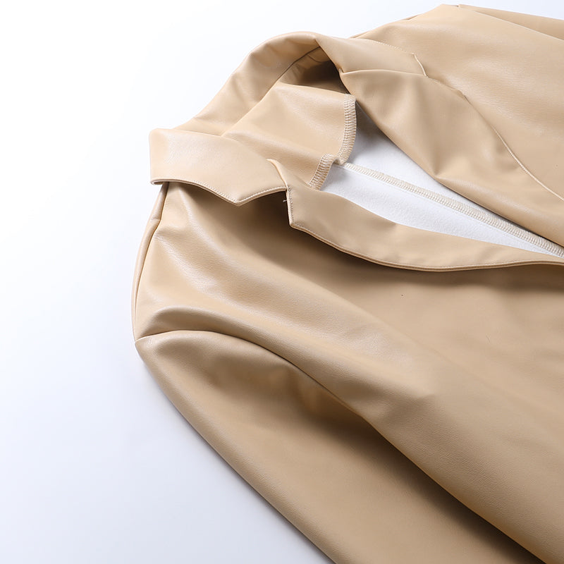 ARACELI FAUX LEATHER BLAZER