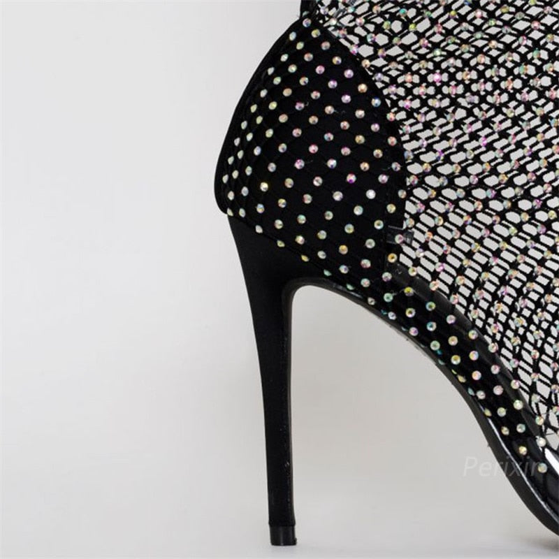 CARLY MESH HIGH HEEL BOOTS
