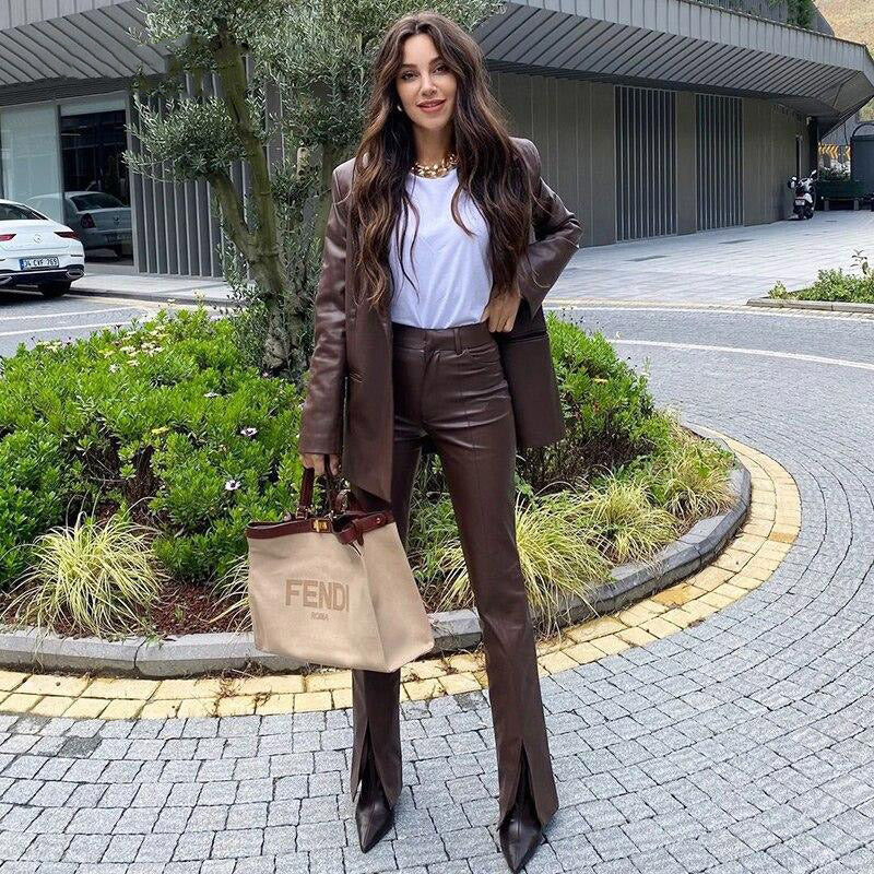 FALLON PU LEATHER 3 PIECE SUIT
