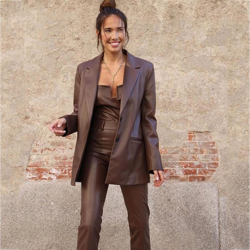 FALLON PU LEATHER 3 PIECE SUIT