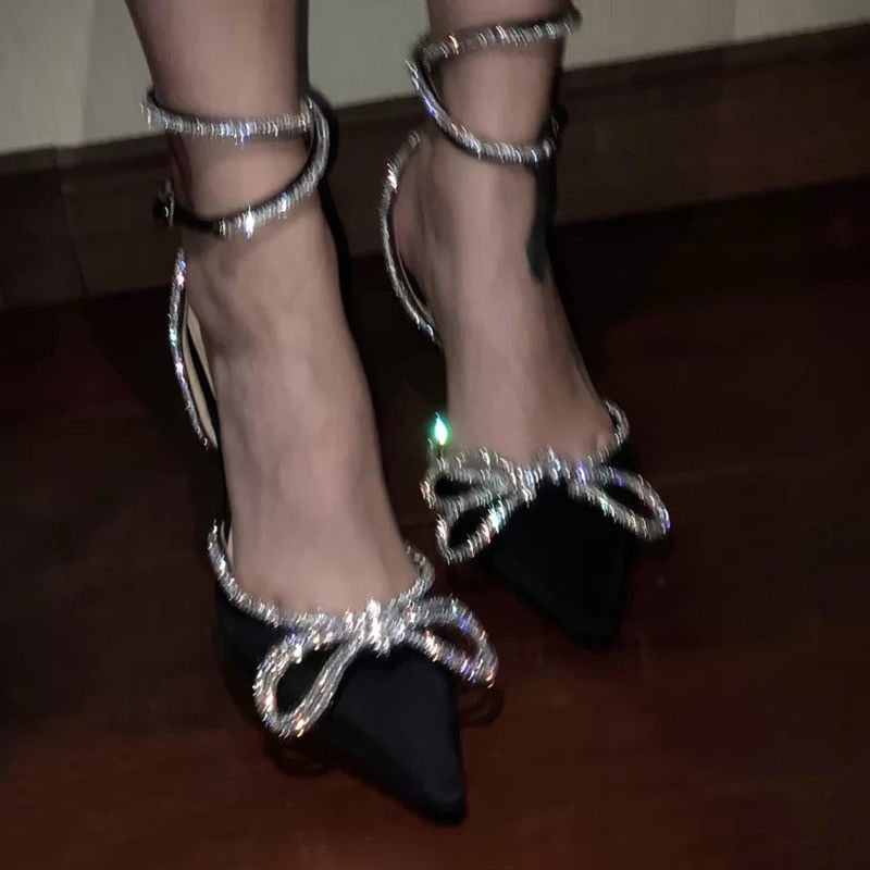 AILANY HIGH HEEL DOUBLE BOW PUMPS SANDALS