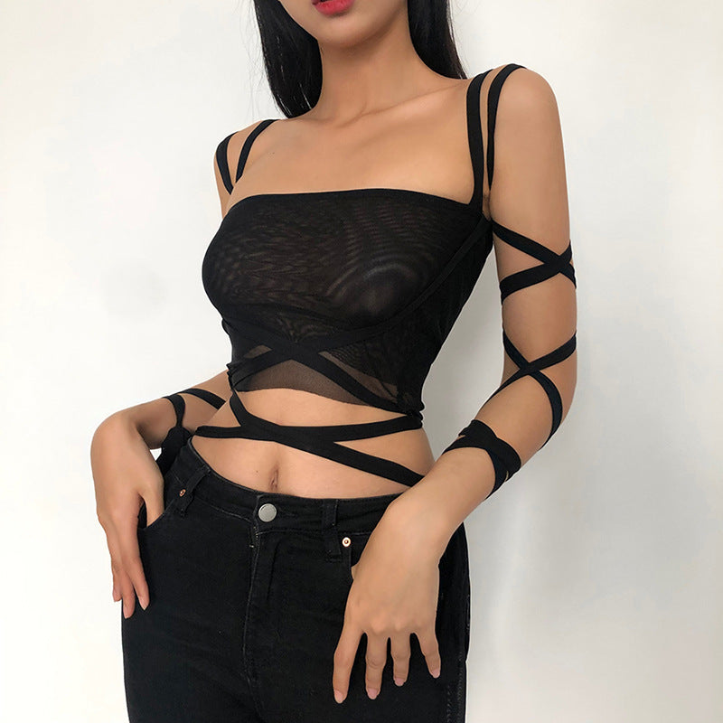 AMIRAH MESH CROP TOP
