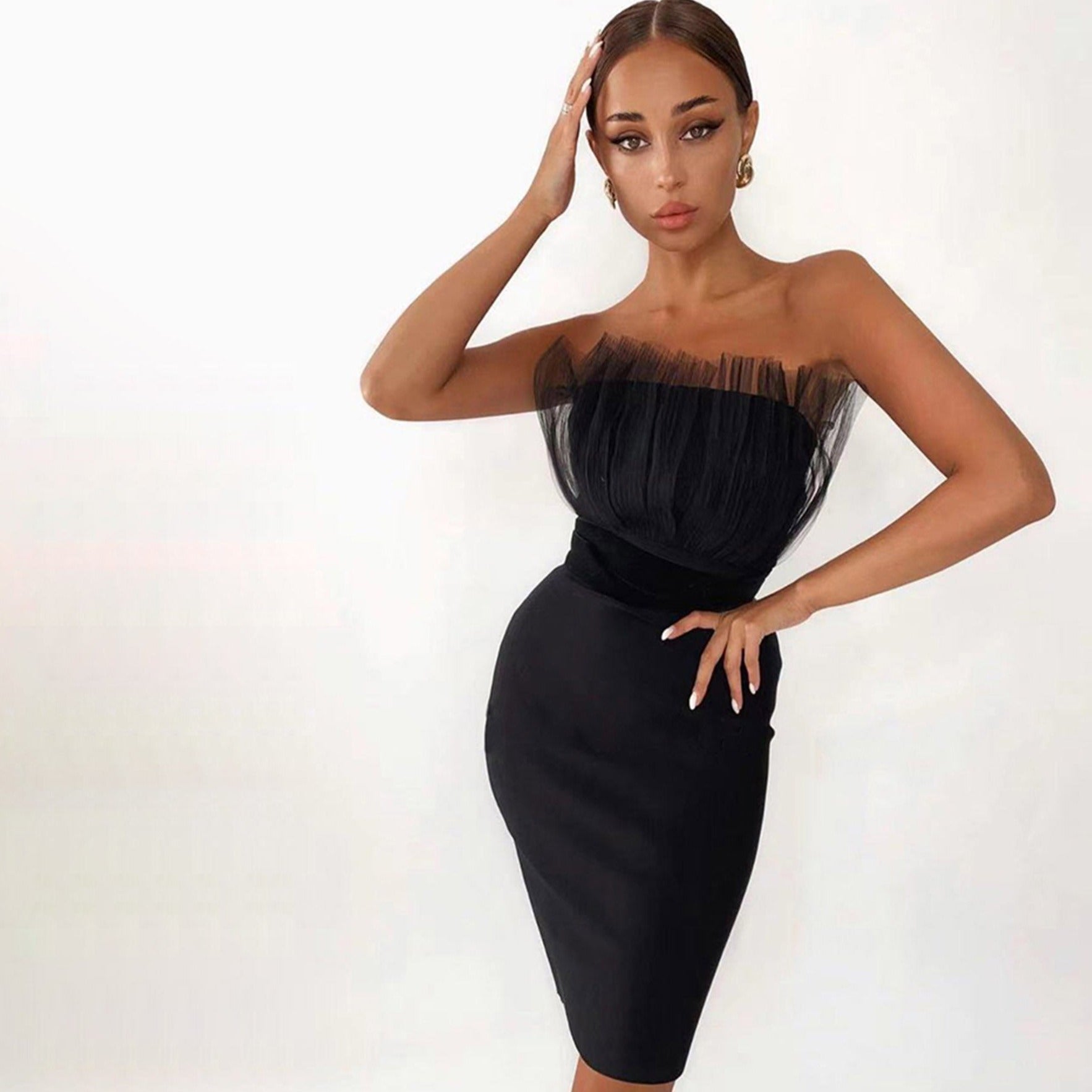 OPHELIA BLACK MIDI DRESS