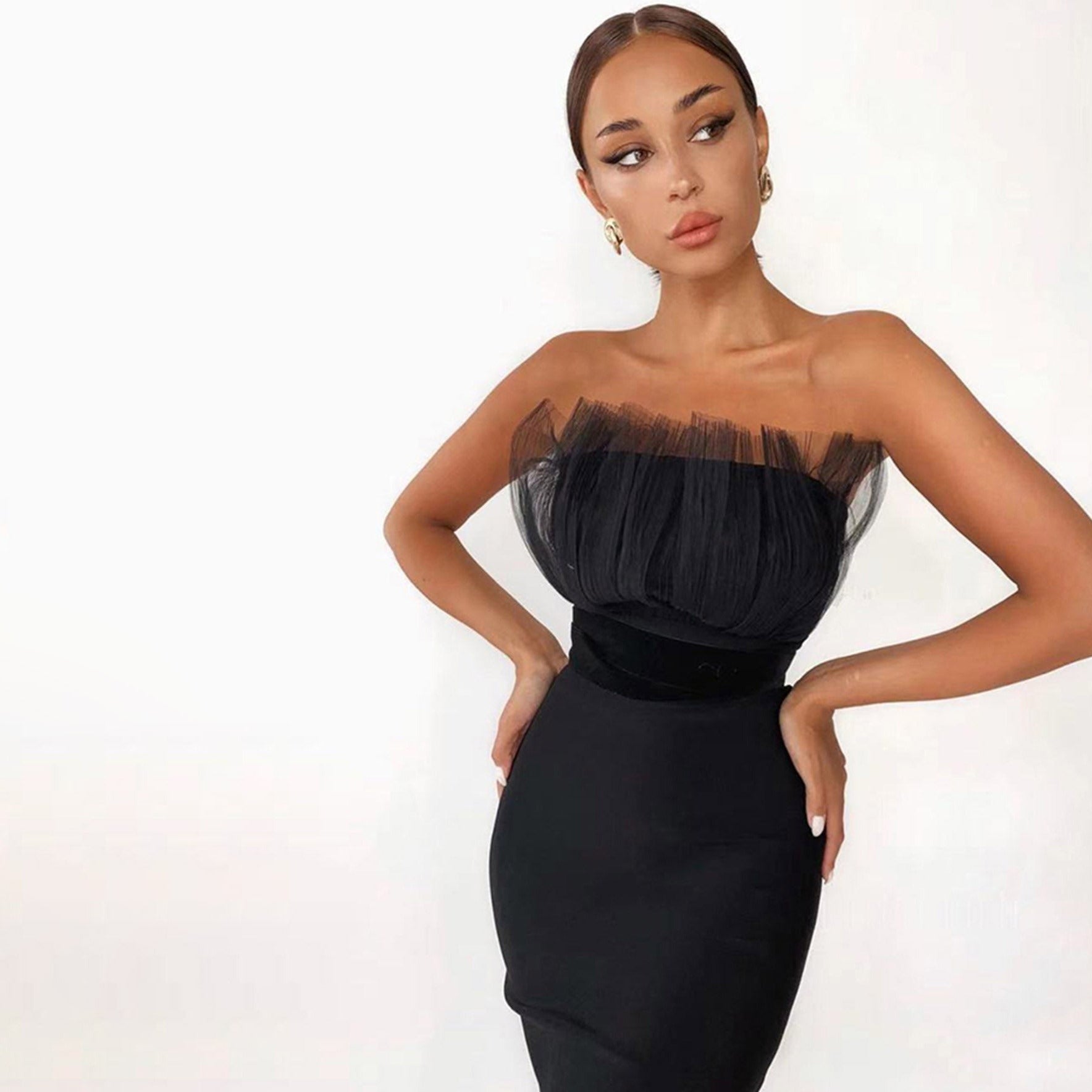 OPHELIA BLACK MIDI DRESS
