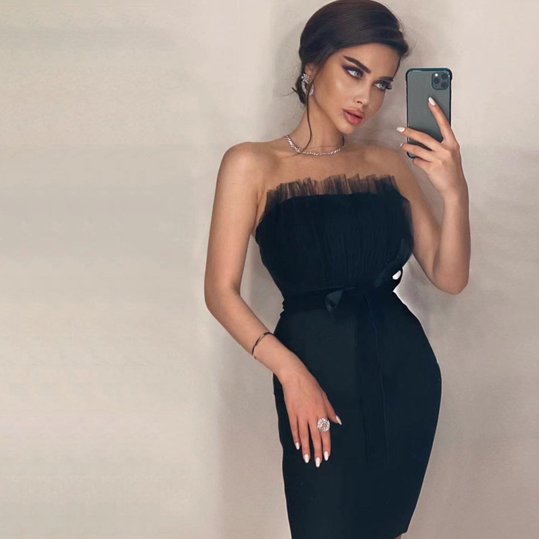 OPHELIA BLACK MIDI DRESS
