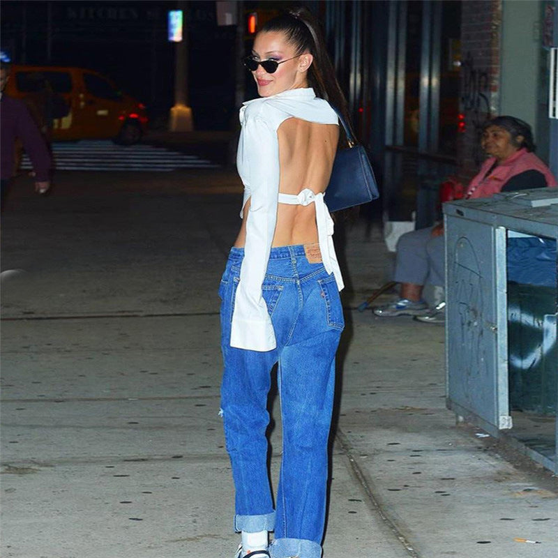 HADID HOLLOW OUT WHITE SHIRT