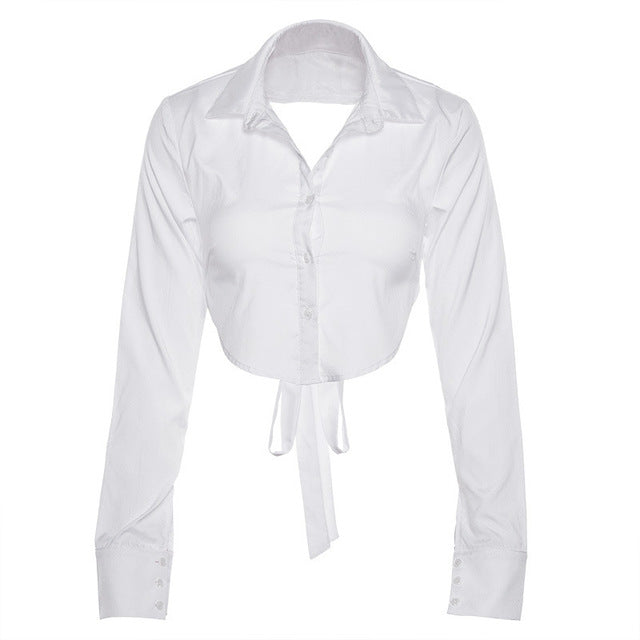 HADID HOLLOW OUT WHITE SHIRT