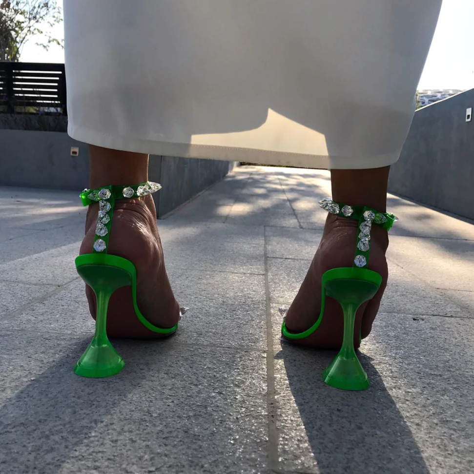 ILA TRIANGLE HEEL TRANSPARENT SANDALS